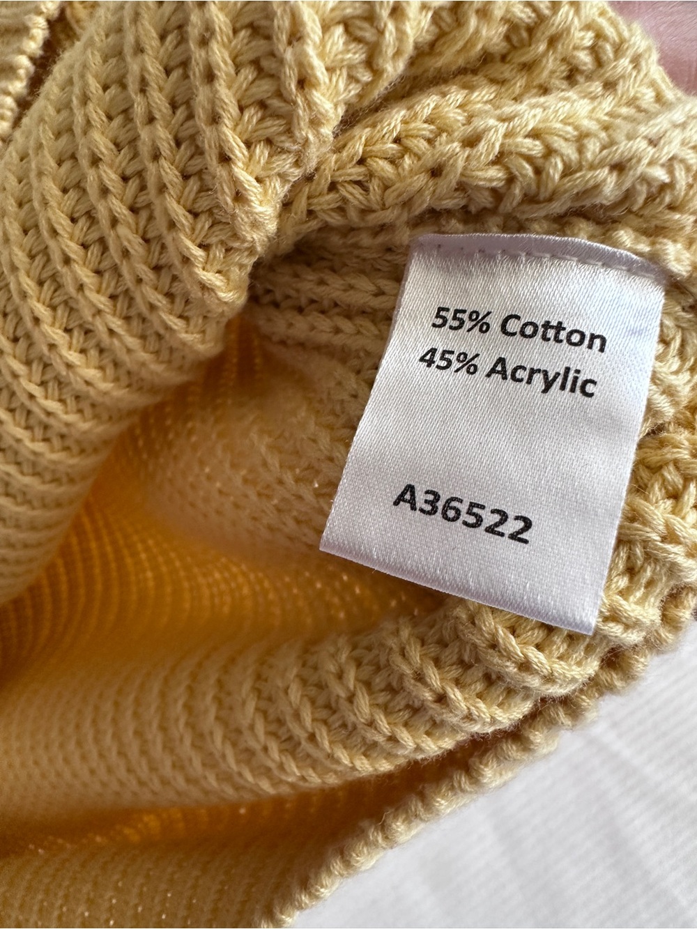 Butter Yellow Cotton Knit Sweater Pointelle Preppy Coastal Transitional Fall - Picture 5 of 6